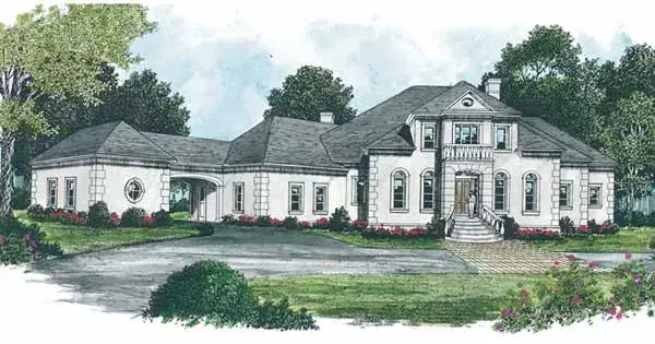 Mediterranean house plans 106-582 - front exterior, 4,928 sq ft, 3 bed, 3 bath house plans | Monster House Plans