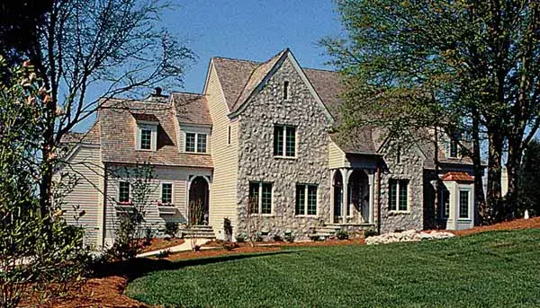 European house plans 106-583 - front exterior, 6,414 sq ft, 5 bed, 5 bath house plans | Monster House Plans