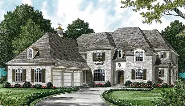 European house plans 106-592 - front exterior, 5,093 sq ft, 4 bed, 3 bath house plans | Monster House Plans
