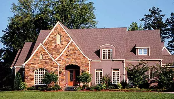 European house plans 106-595 - front exterior, 5,123 sq ft, 6 bed, 4 bath house plans | Monster House Plans