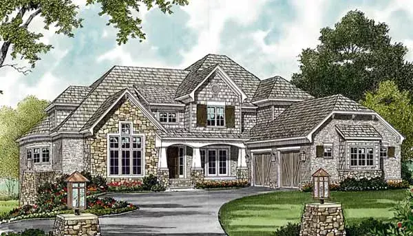 Craftsman house plans 106-597 - front exterior, 7,502 sq ft, 6 bed, 5 bath house plans | Monster House Plans