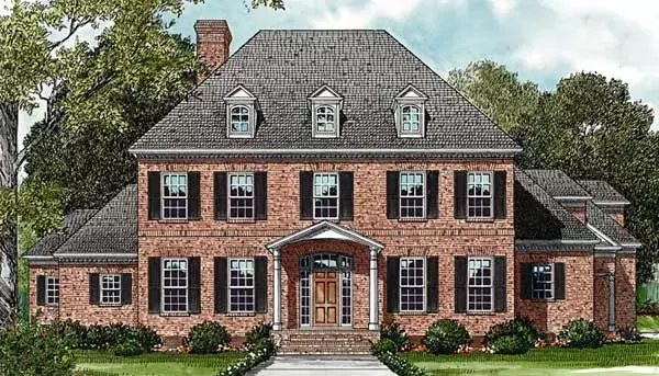Colonial house plans 106-601 - front exterior, 5,199 sq ft, 5 bed, 5 bath house plans | Monster House Plans
