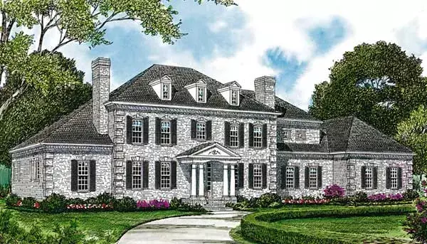 Southern Colonial house plans 106-603 - front exterior, 5,262 sq ft, 5 bed, 5 bath house plans | Monster House Plans