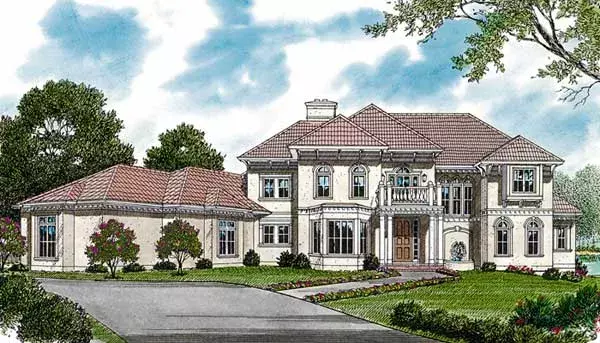 Mediterranean house plans 106-605 - front exterior, 7,170 sq ft, 6 bed, 5 bath house plans | Monster House Plans