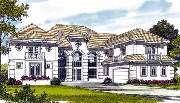 Mediterranean house plans 106-615 - front exterior, 8,069 sq ft, 5 bed, 5 bath house plans | Monster House Plans
