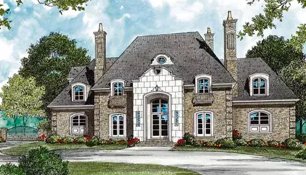 European house plans 106-617 - front exterior, 5,496 sq ft, 4 bed, 5 bath house plans | Monster House Plans