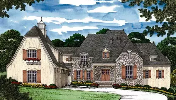 European house plans 106-621 - front exterior, 8,620 sq ft, 5 bed, 6 bath house plans | Monster House Plans