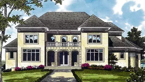 Mediterranean house plans 106-626 - front exterior, 7,311 sq ft, 6 bed, 6 bath house plans | Monster House Plans