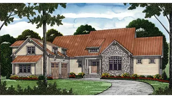 Bungalow house plans 106-627 - front exterior, 5,853 sq ft, 6 bed, 5 bath house plans | Monster House Plans