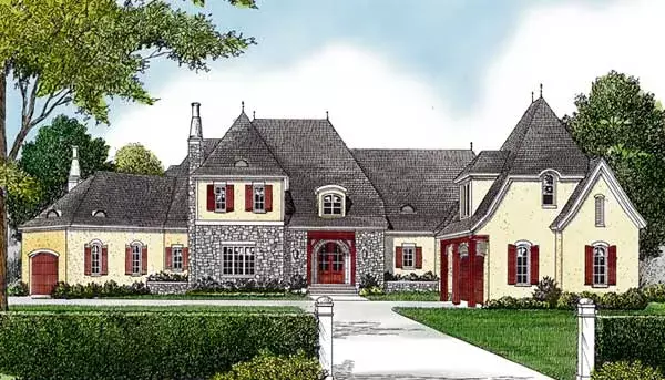European house plans 106-628 - front exterior, 10,156 sq ft, 5 bed, 6 bath house plans | Monster House Plans