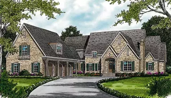 European house plans 106-632 - front exterior, 8,733 sq ft, 6 bed, 6 bath house plans | Monster House Plans