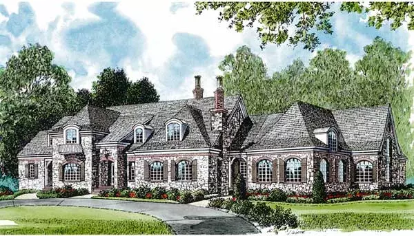 European house plans 106-635 - front exterior, 9,611 sq ft, 5 bed, 5 bath house plans | Monster House Plans