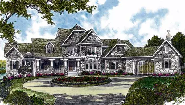 Shingle house plans 106-639 - front exterior, 8,173 sq ft, 5 bed, 6 bath house plans | Monster House Plans