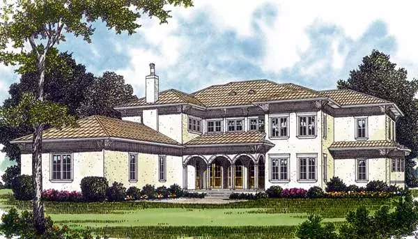 Mediterranean house plans 106-640 - front exterior, 6,453 sq ft, 5 bed, 5 bath house plans | Monster House Plans