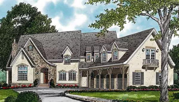 European house plans 106-641 - front exterior, 8,599 sq ft, 6 bed, 6 bath house plans | Monster House Plans