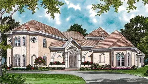 Mediterranean house plans 106-646 - front exterior, 6,817 sq ft, 4 bed, 4 bath house plans | Monster House Plans
