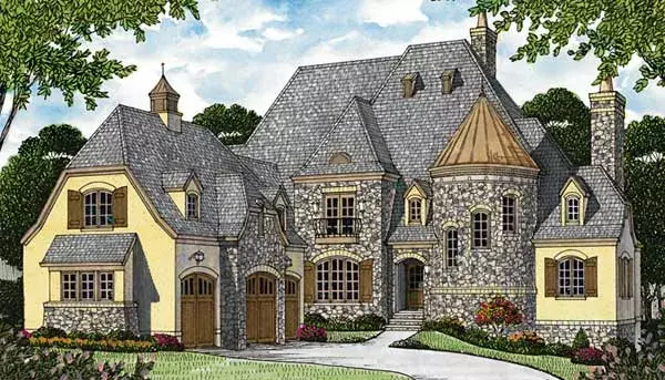 European house plans 106-653 - front exterior, 7,428 sq ft, 4 bed, 4 bath house plans | Monster House Plans