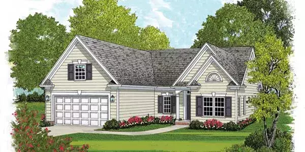 Traditional house plans 106-672 - front exterior, 1,656 sq ft, 4 bed, 2 bath house plans | Monster House Plans