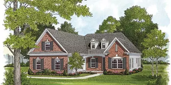 Traditional house plans 106-674 - front exterior, 1,656 sq ft, 4 bed, 2 bath house plans | Monster House Plans