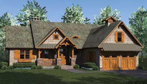 Craftsman house plans 106-689 - front exterior, 2,074 sq ft, 3 bed, 3 bath house plans | Monster House Plans