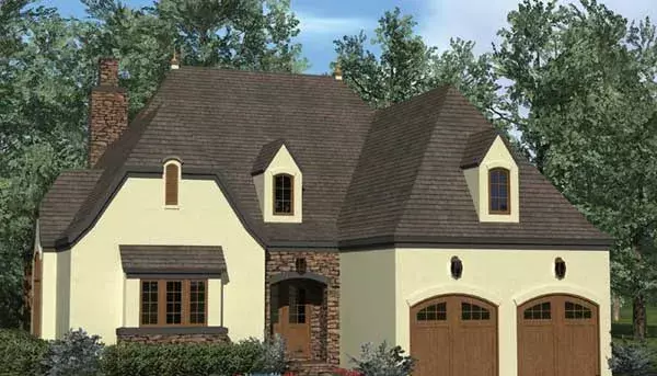 European house plans 106-695 - front exterior, 2,483 sq ft, 3 bed, 2 bath house plans | Monster House Plans