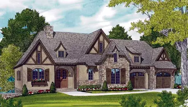 European house plans 106-704 - front exterior, 2,765 sq ft, 3 bed, 4 bath house plans | Monster House Plans