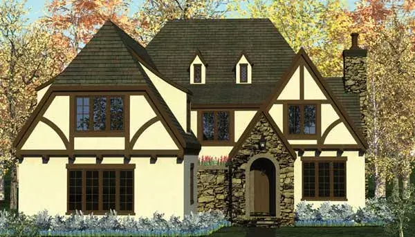 Tudor house plans 106-706 - front exterior, 2,852 sq ft, 5 bed, 4 bath house plans | Monster House Plans