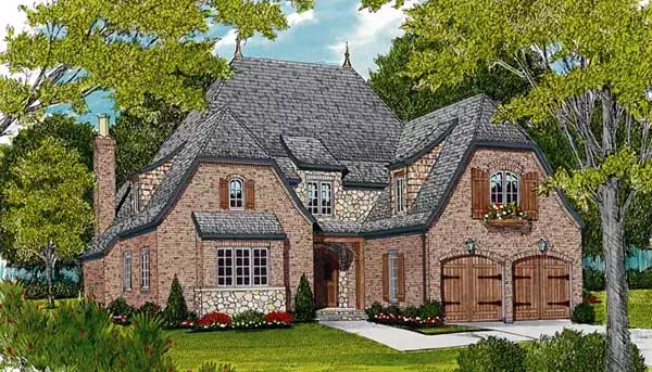 European house plans 106-709 - front exterior, 3,359 sq ft, 3 bed, 4 bath house plans | Monster House Plans