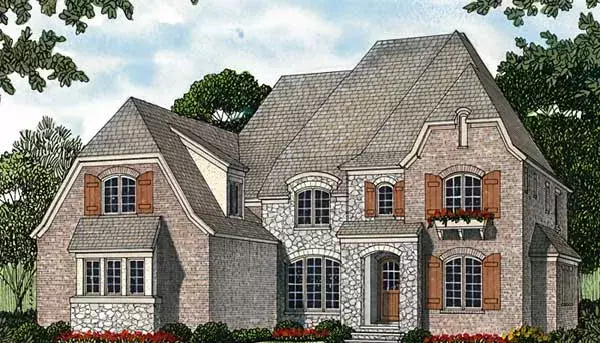 European house plans 106-712 - front exterior, 3,636 sq ft, 4 bed, 4 bath house plans | Monster House Plans