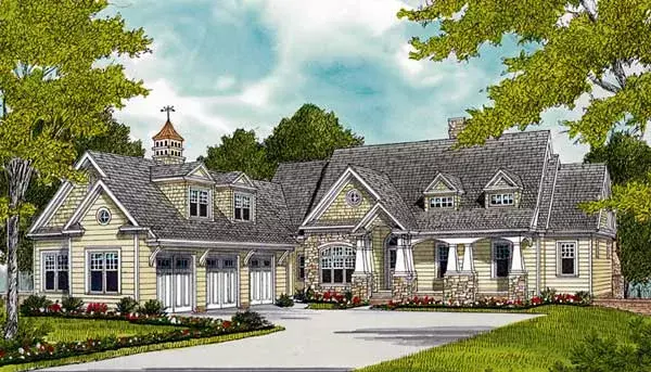 Craftsman house plans 106-714 - front exterior, 3,754 sq ft, 4 bed, 4 bath house plans | Monster House Plans