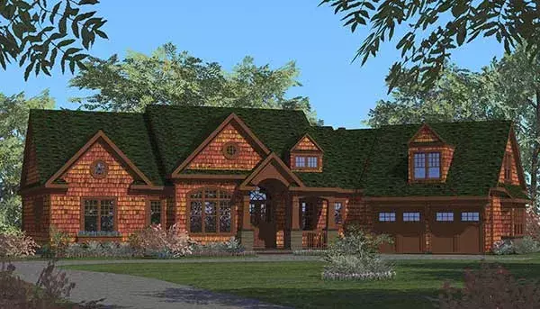 Craftsman house plans 106-715 - front exterior, 3,890 sq ft, 4 bed, 4 bath house plans | Monster House Plans