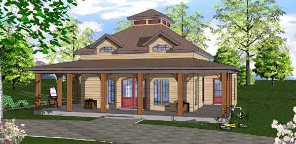 Coastal house plans 107-104 - front exterior, 2,025 sq ft, 3 bed, 2 bath house plans | Monster House Plans