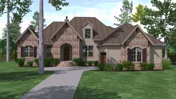 European house plans 109-104 - front exterior, 2,488 sq ft, 3 bed, 3 bath house plans | Monster House Plans