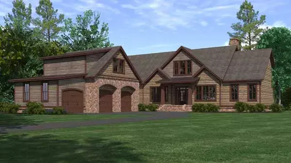 Mountain Rustic house plans 109-117 - front exterior, 3,082 sq ft, 4 bed, 2 bath house plans | Monster House Plans