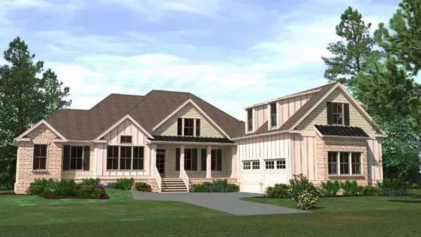 Modern Farmhouse house plans 109-120 - front exterior, 3,323 sq ft, 4 bed, 4 bath house plans | Monster House Plans