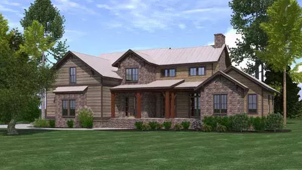 Mountain Rustic house plans 109-121 - front exterior, 3,323 sq ft, 4 bed, 3 bath house plans | Monster House Plans