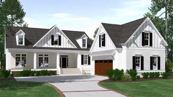 Modern Farmhouse house plans 109-123 - front exterior, 2,873 sq ft, 3 bed, 2 bath house plans | Monster House Plans
