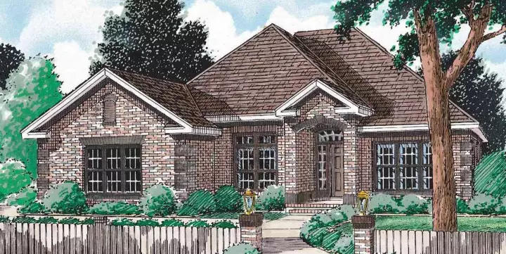 Traditional house plans 11-102 - front exterior, 2,250 sq ft, 4 bed, 2 bath house plans | Monster House Plans
