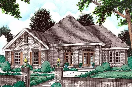 Traditional house plans 11-110 - front exterior, 1,849 sq ft, 3 bed, 2 bath house plans | Monster House Plans