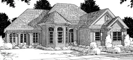 Traditional house plans 11-130 - front exterior, 2,334 sq ft, 4 bed, 2 bath house plans | Monster House Plans