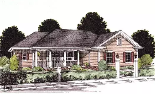 Traditional house plans 11-145 - front exterior, 1,359 sq ft, 3 bed, 2 bath house plans | Monster House Plans