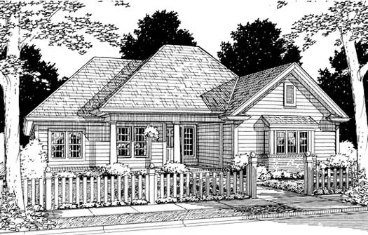 Traditional house plans 11-158 - front exterior, 1,709 sq ft, 3 bed, 2 bath house plans | Monster House Plans
