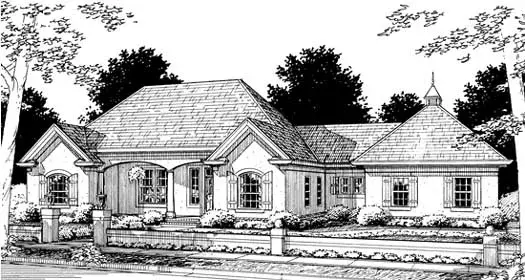 European house plans 11-161 - front exterior, 1,776 sq ft, 3 bed, 2 bath house plans | Monster House Plans