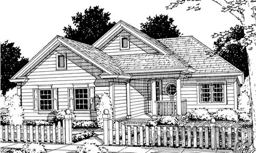 Traditional house plans 11-191 - front exterior, 1,134 sq ft, 2 bed, 2 bath house plans | Monster House Plans