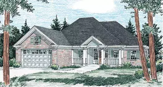 Traditional house plans 11-219 - front exterior, 1,394 sq ft, 2 bed, 2 bath house plans | Monster House Plans