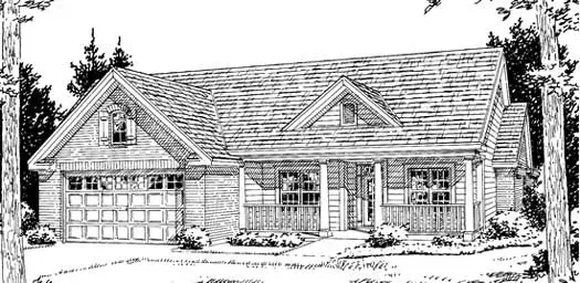 Ranch house plans 11-222 - front exterior, 1,958 sq ft, 4 bed, 2 bath house plans | Monster House Plans