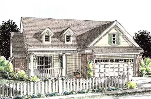 Traditional house plans 11-270 - front exterior, 1,274 sq ft, 2 bed, 2 bath house plans | Monster House Plans