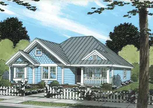 Craftsman house plans 11-312 - front exterior, 1,481 sq ft, 4 bed, 2 bath house plans | Monster House Plans