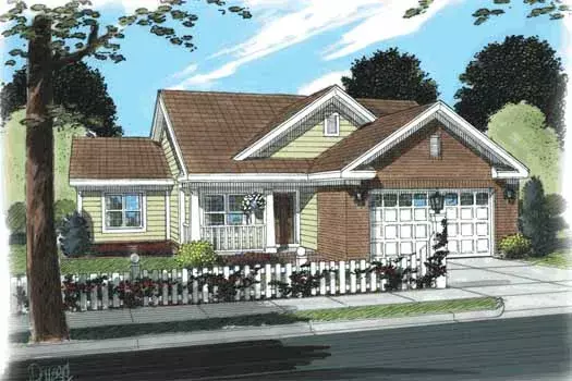 Traditional house plans 11-328 - front exterior, 892 sq ft, 2 bed, 2 bath house plans | Monster House Plans