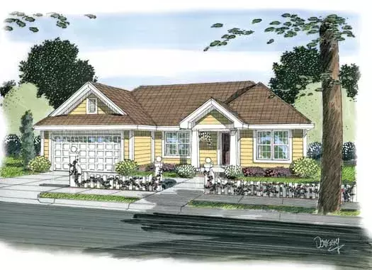 Traditional house plans 11-338 - front exterior, 1,142 sq ft, 3 bed, 2 bath house plans | Monster House Plans